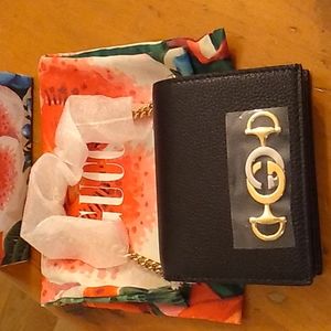 New Black Leather Gucci Wristlet